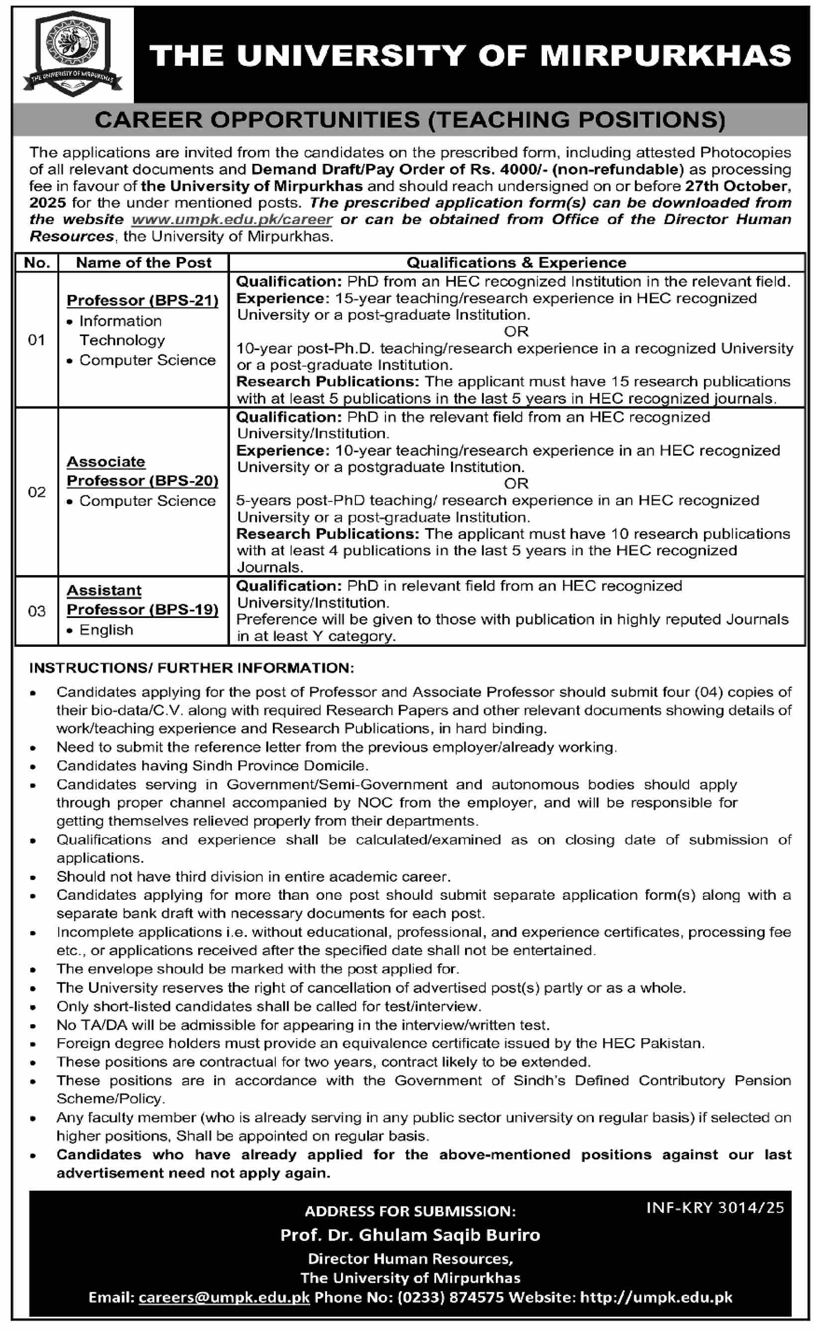 Jobs in University of Mirpurkhas